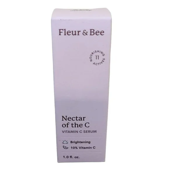 Fleur & Bee Vit C Serum w Hyaluronic Acid Vit E Vegan Anti Aging Wrinkle Reducer - Picture 1 of 5